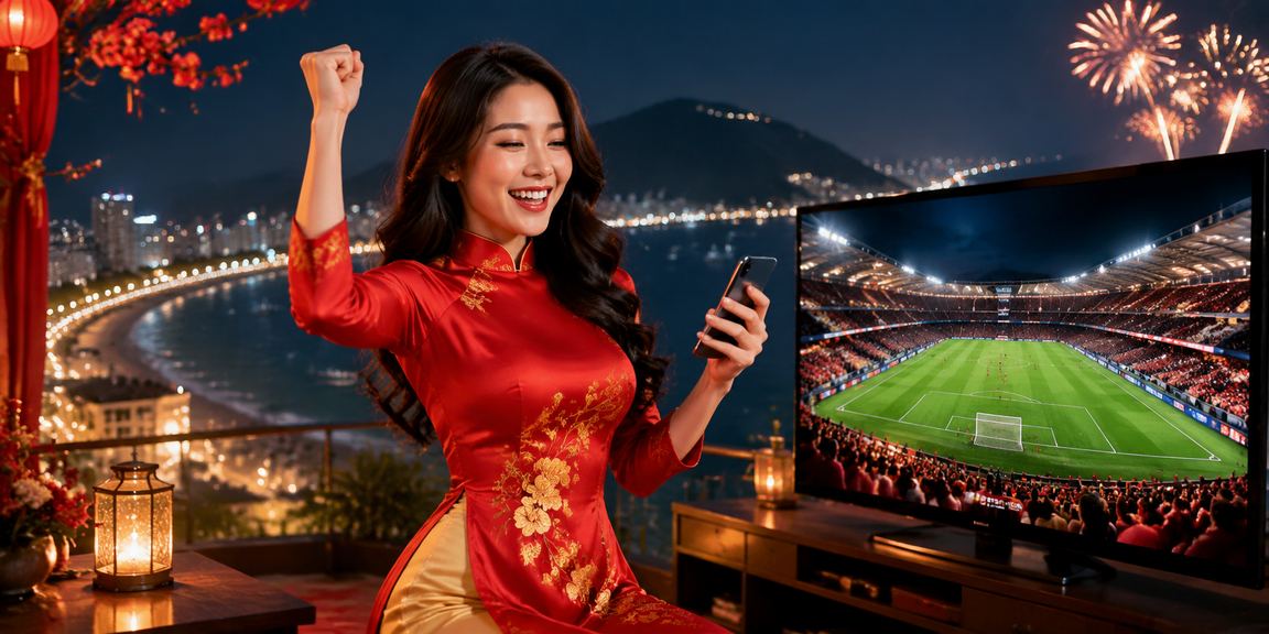 Người phụ nữ mặc áo dài tại Vũng Tàu sử dụng ứng dụng casino trên điện thoại